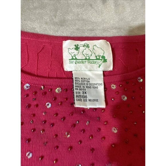 Women’s Quacker Factory Sweater Pink Beaded Plus 3X - Picture 6 of 14